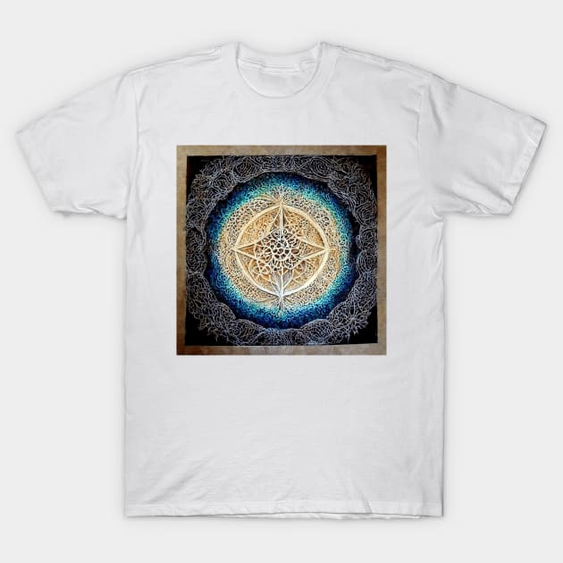 Metatron Fractal Mandala Zentangle T-Shirt by Prilidiarts